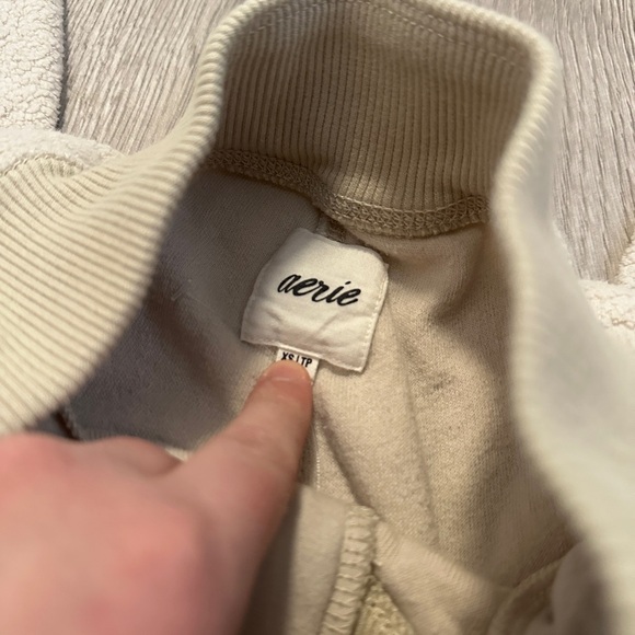 aerie cream zip up joggers size xs - Picture 3 of 4